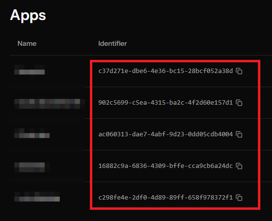 Viewing the App Identifier and API Key in the OCM Pulse dashboard