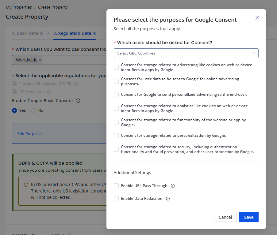 Google Consent Popup