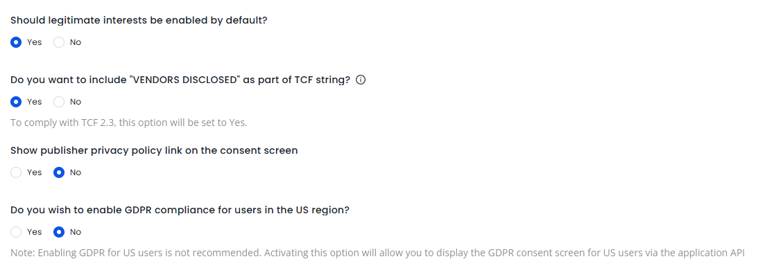 Additional GDPR Settings